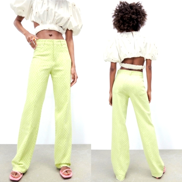 Zara Pants & Jumpsuits Zara Checkerboard Straight Leg Pants Poshmark